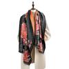 Winter New Oil Painting Fashion Peony Flower Imitation Cashmere Scarf Women's Elegant Warm Thickened Shawl