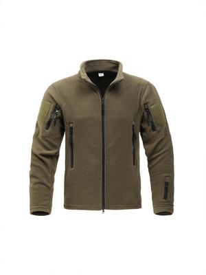 Men's Tactical Stand-up Collar Fleece Jacket - Windproof, Warm Inner Layer for Spring/Autumn