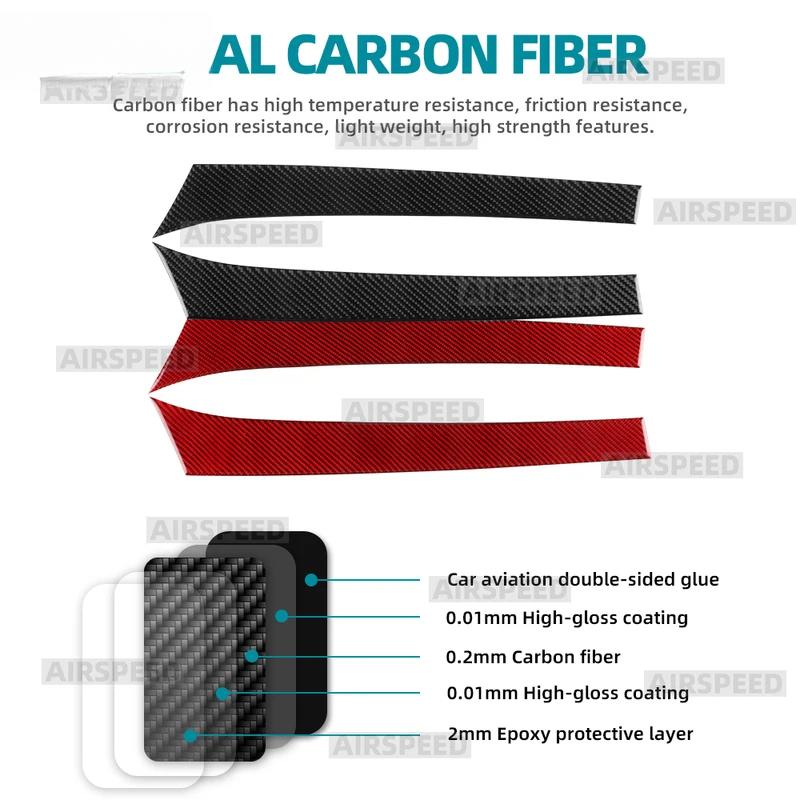 For Q4 e-tron 2021-2025 Real Soft Carbon Fiber Sticker LHD RHD Car Front Rear Door Trim Strip Sticker Panel.