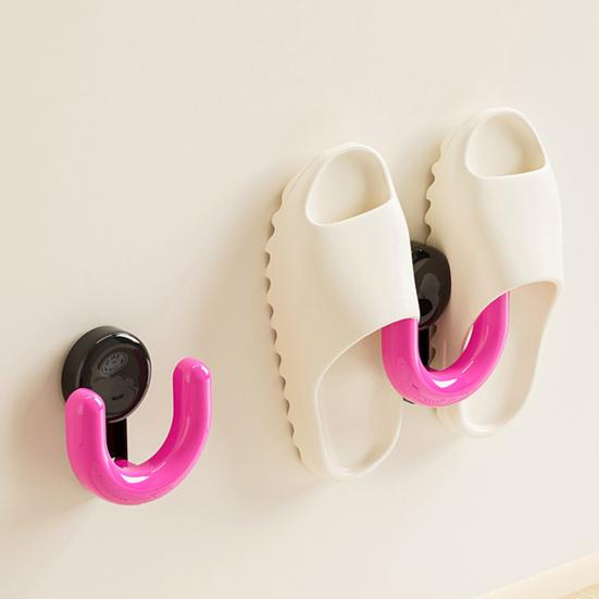 Pantoffelständer mit Saugnapf U-förmiges Design Pantoffelhalter 5 kg Tragfähigkeit Macaron-Farbe Haken für das Badezimmer