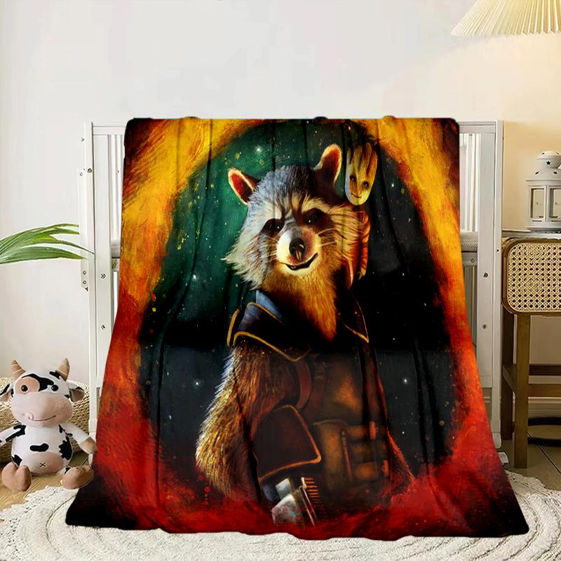 Galactic Raccoon Hero Blanket Flannel Blanket for Bed, Sofa, Camping, Hiking, Picnic Essentials, Gift for Family Fan Gifts