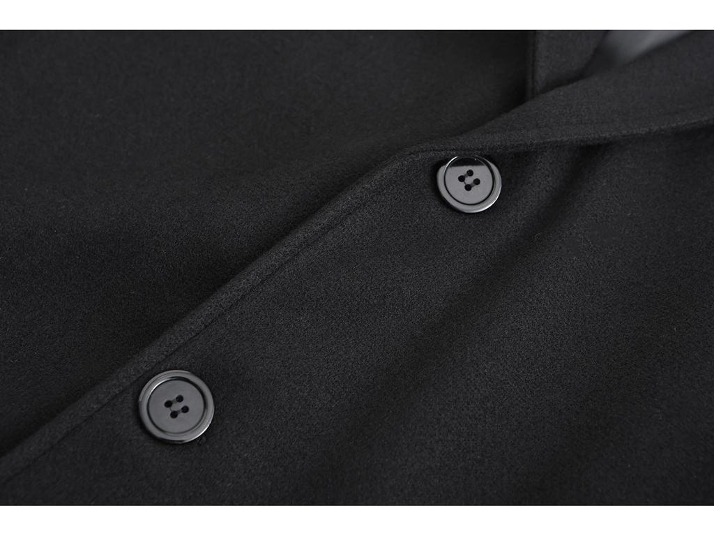 European Size Men's Spring/Fall Slim Fit Woolen Coat - Solid Color Youth Suit