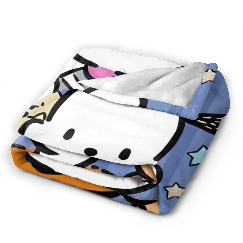 Pochacco Cute Blue Flannel Blanket Cartoon Dog Awesome Throw Blanket for Bed Sofa Couch 125*100cm Bedspreads,