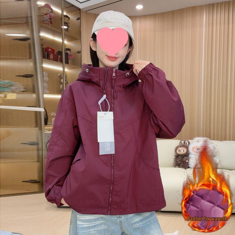 Women's Cotton Windbreaker Jacket with Double Zipper