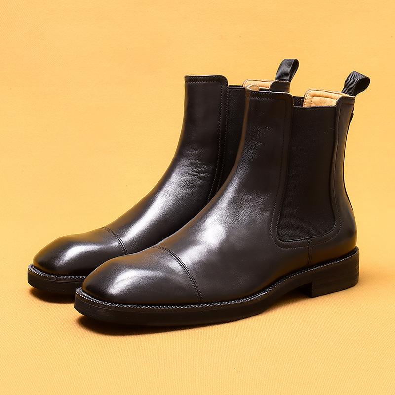 

Кожаные ботинки Мартин Британские ретро ботинки рыцаря Трехсуставные ботильоны Челси 37 чёрный