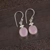 Rose Chalcedony Gemstone 925 Stamped Silver Jewelry Handmade Hook Earrings 1.30" EE-6-13
