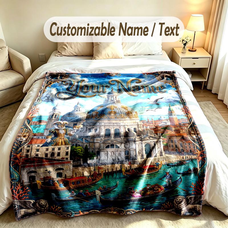 Fantasy Magic Theme Custom Blanket Personalized Name & Text Customized Soft Warm Throw Blanket Home Decor