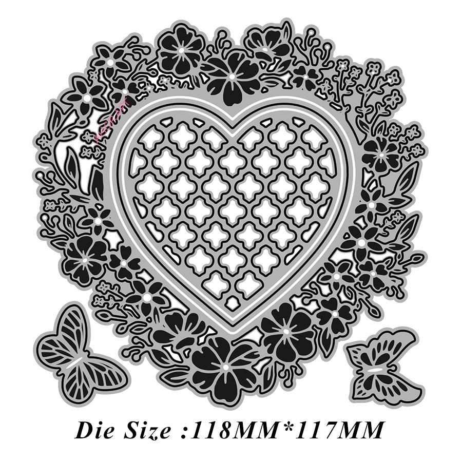 Heart-shaped Lace Frame Carbon Steel Cutting Die - December 2023 118x117mm, 38g/set