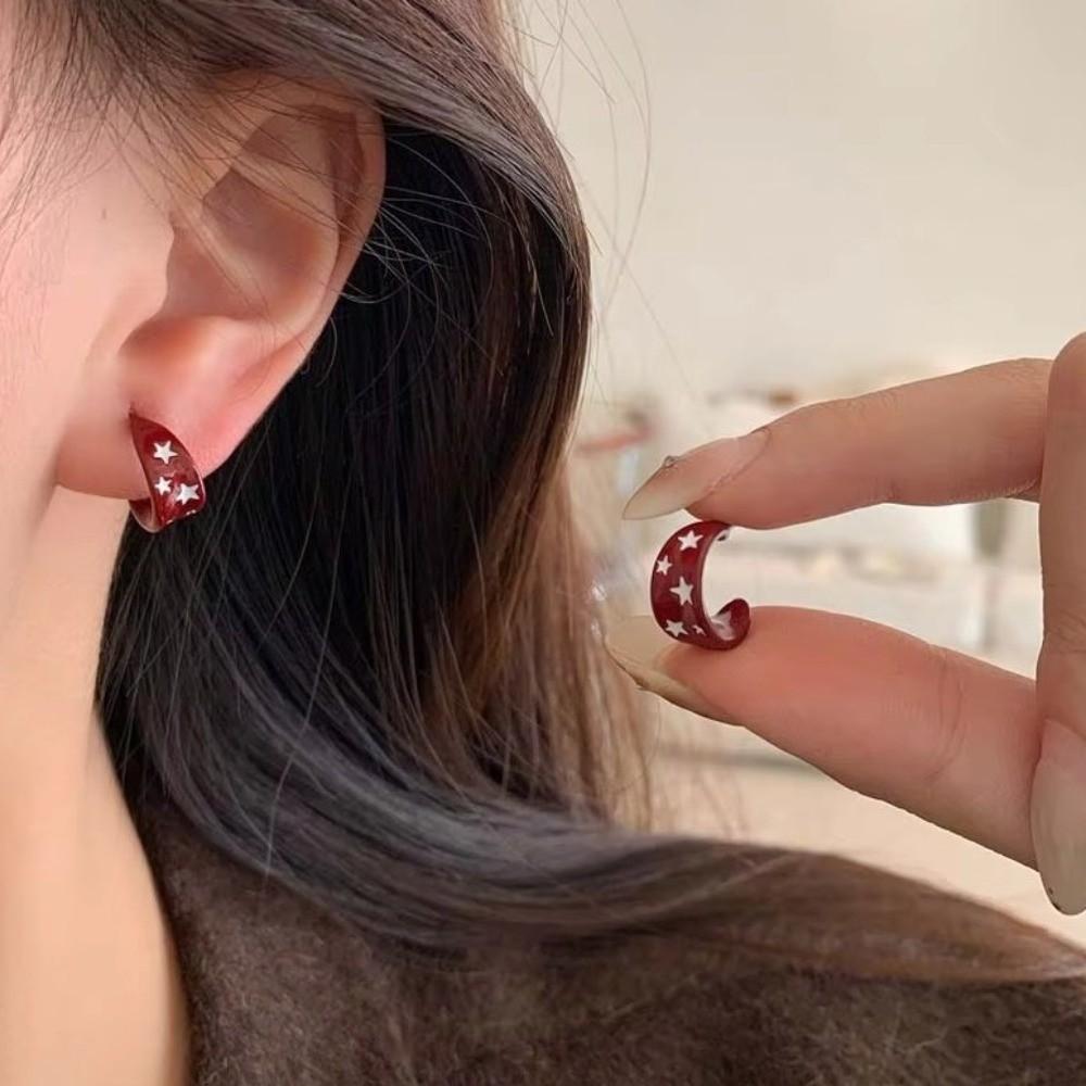Enamel Drip Oil Star Hoop Earrings Vintage Colorful Dripping Earrings  Party
