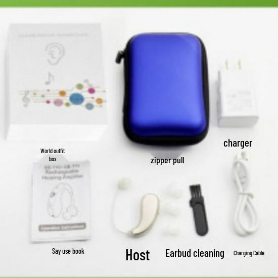 Elderly Hearing Aid: Wireless, Noise-Canceling, Digital, Behind-the-Ear Sound Amplifier with Adjustable Volume