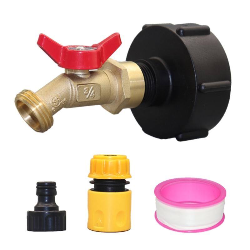 

Universals IBC Tanks Fittings With 2Inch Thread And 3/4Inch Garden Hose Conversion Set Brass Faucet Quick Connectors 1
