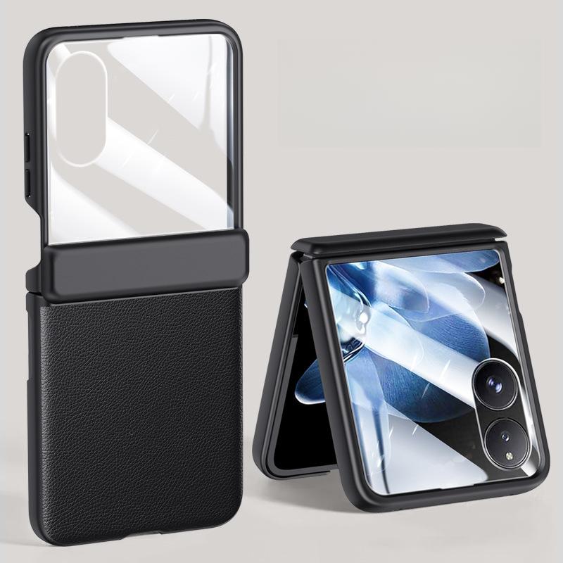 Suitable for Xiaomi Mix Flip Mobile Phone Case Film Integrated Folding Screen Full-inclusive Anti-fall Business Spring Hinge Plain Leather Case