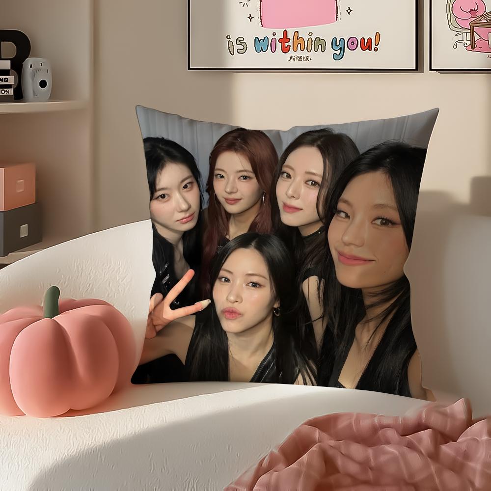 Kpop IITZY Cushion Cover Pillowcase Short Plush Invisible zipper Room Sofa Cushion Cover