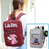 Spacious Usb Charging Stitch Backpack Nylon Material School Bag For Students