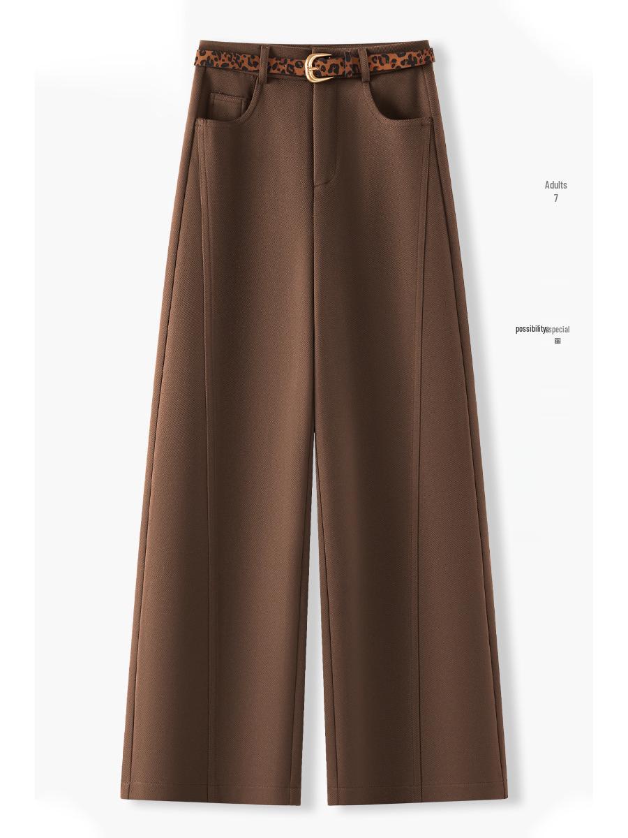 Women s Khaki High-Waisted Wide-Leg Pants - 2025 Autumn Slimming Casual Loose Fit XXXL
