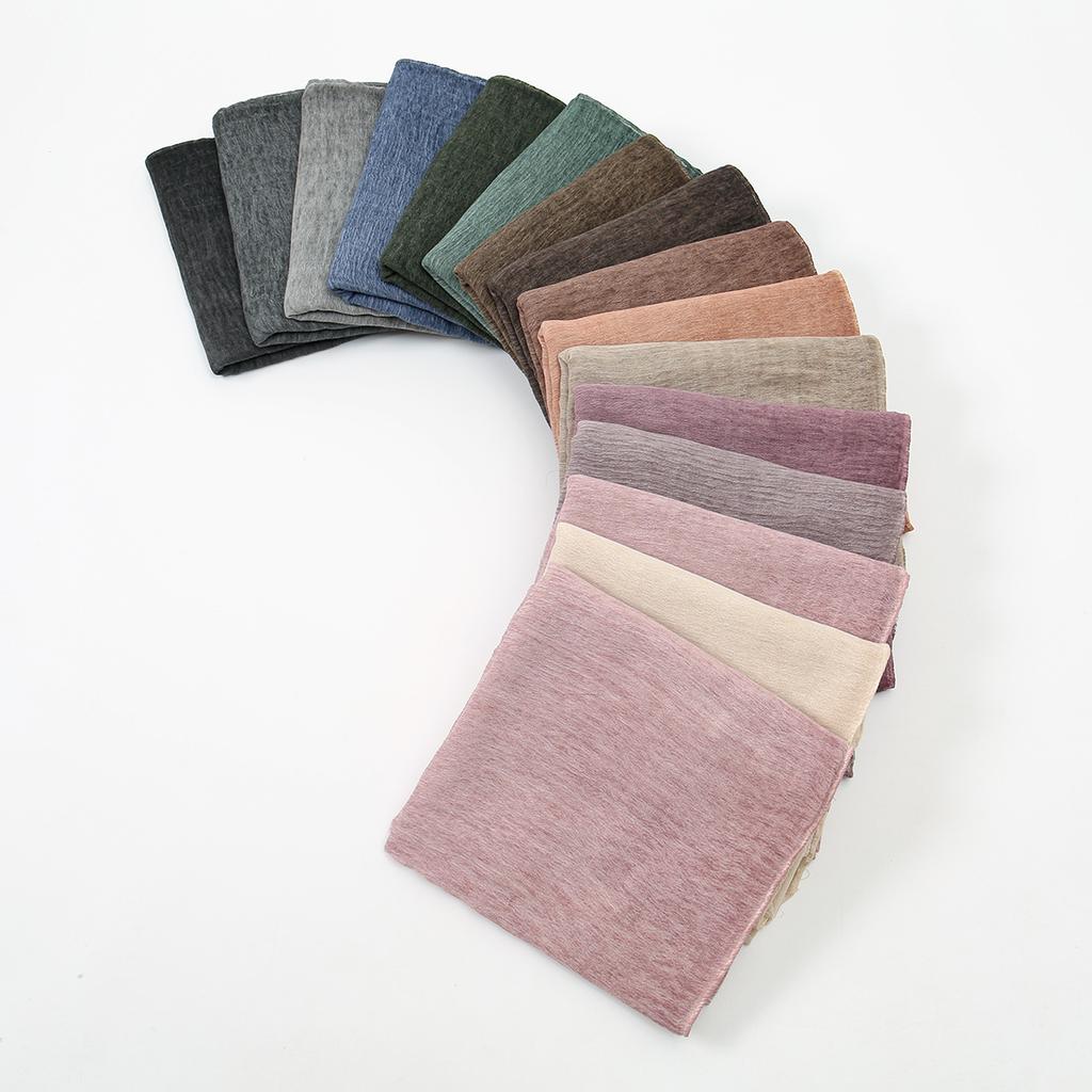 New Muslim Woman Solid Hijabs Scarf Ramadan Soft Rayon Cotton Wrinkle Shawl Islam Turban Ramadan Headband Foulard 180*80Cm