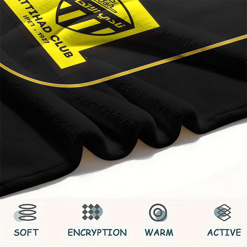 1PC Al-Ittihad FC Patterned Flannel Blanket Suitable For All Seasons for Home Decor Warmth and Comfort Gifts Holiday Present
