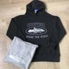 Mens Oversized Hooded Sweatshirt With Distressed Letter Print Cotton Blend Loose Fit Casual Streetwear