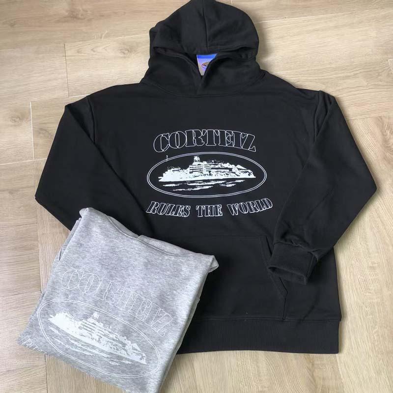 Mens Oversized Hooded Sweatshirt With Distressed Letter Print Cotton Blend Loose Fit Casual Streetwear