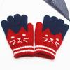 Children's Fingerless Winter Cartoon Kitten Gloves - Warm, Cute, Knitted Imitation Cashmere for Elementary Students