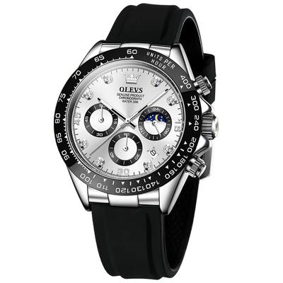 Silicone Analog Easy To White Arm Cool Watch for Men Watch, Waterproof, Business, Fashionable, Men's, Popular, Date, Chronograph, Belt, Sports,
