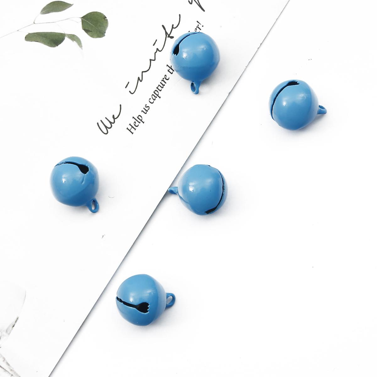 

10 шт./лот, разноцветные железные металлические бусины, колокольчики, рождественские украшения, подвески, материал, поделки, рождественские колокольчики синий