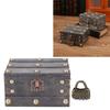 Vintage Wooden Storage Box 145x120x85mm Multifunctional Decorative Treasure Chest Box with 3 Bit Lock