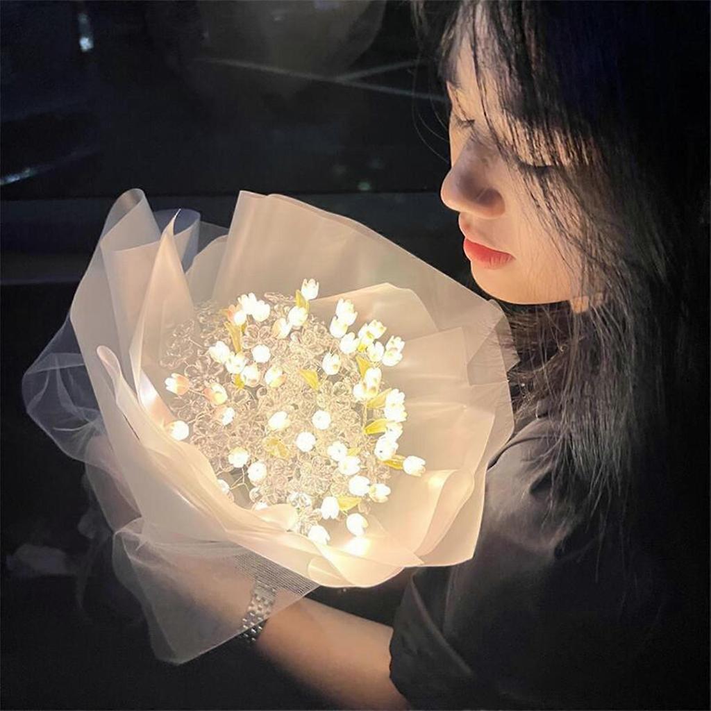 Tulip Glowing Bouquet with Light Strip DIY Handcraft 20 Flowers