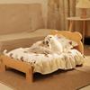Wooden Pet Bed Cat Litter Dog Bed Four Season Universal Landing Kitten Wooden Removable Washable Teddy Cot House Accessories