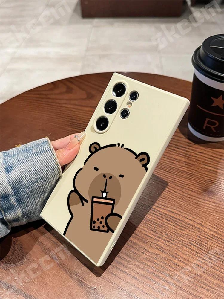 Cartoon Cute Capybara Phone Case For Samsung Galaxy S24 Ultra S23 FE S22 S20 Plus A73 A72 A71 A55 A54 A51 A50 A35 A15 Cover