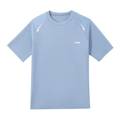 Einfarbiges Logo Rundhals Schnelltrocknendes Atmungsaktives Kurzarm-T-Shirt Unisex Oberteile Hellblau LNYW821-3
