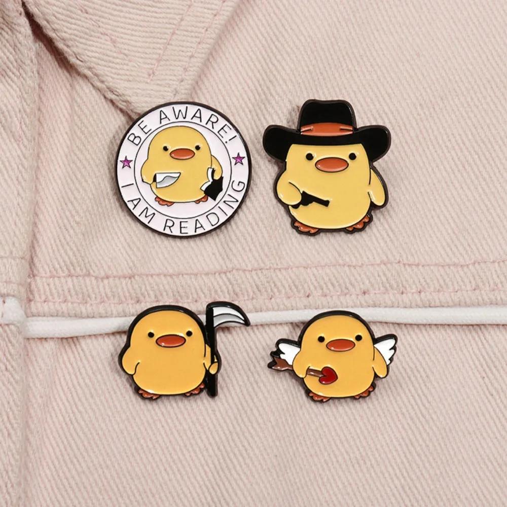 Cute Yellow Duck Enamel Pins Creative Cartoon Animal Lapel Brooch Badge Backpack Clothing Hat Accessories For Kids Gift