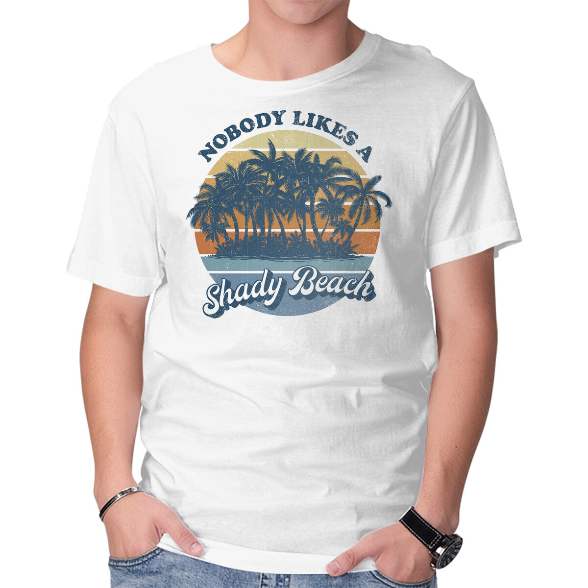 Unisex Crew Neck T-Shirt Nobody Likes A Shady Beach Graphic Short Sleeve Casual Tee XXXXL
