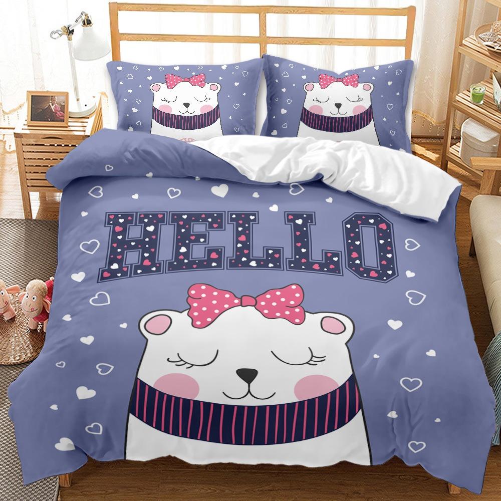 3D Cartoon Pet Cat Bedding Set Women's Girls' Down Duvet Covers Pillowcases 2/3pc Single Double Cute Bed Covers, Gifts, Home Textiles