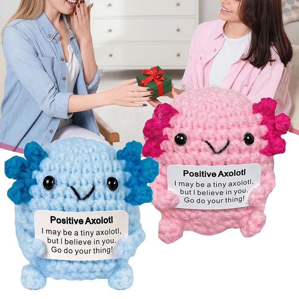 Yarn Positive Crochet Axolotl Handmade Doll Uplifting Knitting Toy  for Girls Teens Friends