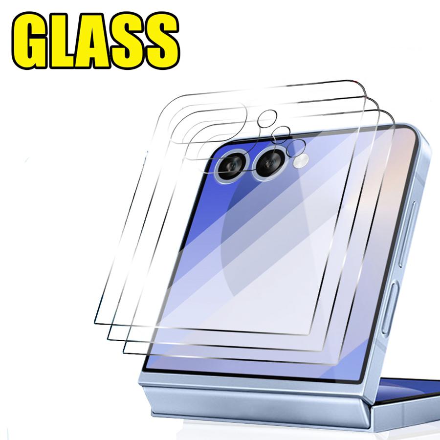 6 Pièces [2+2+2] Protecteur d'écran pour Samsung Galaxy Z Flip 7 Film TPU Souple Flexible + Film en Verre Trempé 9H + Protecteur d'objectif de caméra souple Flip 7 FE Flip7