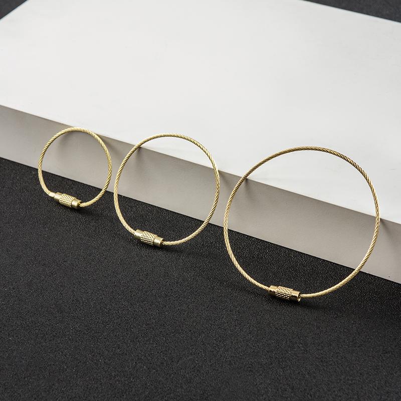 Set of 5 Gold Steel Wire Keychain Rings: Creative, Simple DIY Accessories