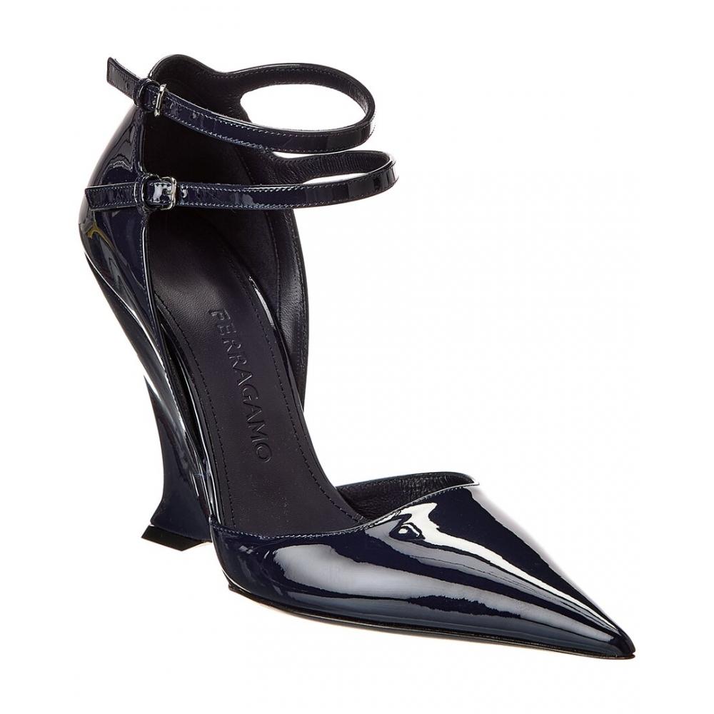 

Salvatore Ferragamo Ferragamo Vidya Patent Wedge Pump Blue US 7.5