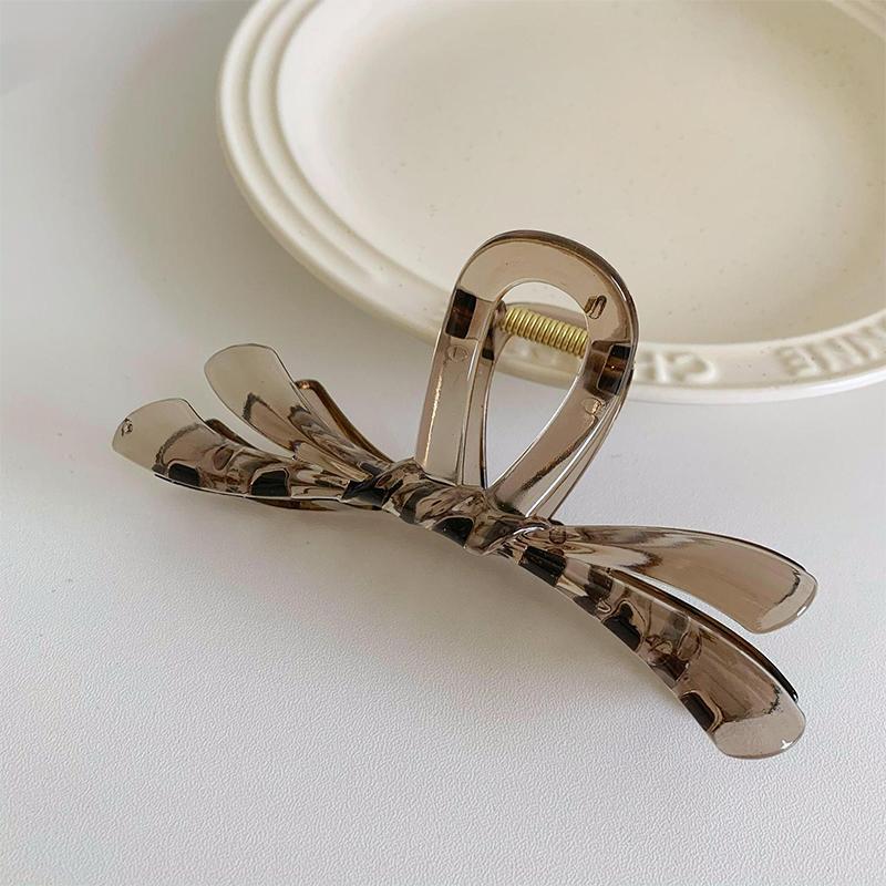 Sweet Jelly Color Large Irregular Ribbon Bow Hair Clip Claw French Style Shark Ponytail Clip Hairpin Hair Accessories Headwear