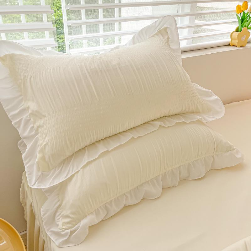 Princess Style Pure Cotton Lace Bed Skirt Set - 3 Piece Non-Slip Washed Cotton for All Seasons