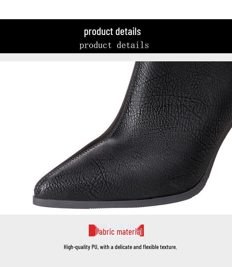 Women's Genuine Leather Pointed Toe Ankle Boots, 2025 High Heel Stilettos for Autumn/Winter, Versatile Slimming Martin Boots for Men and Women.