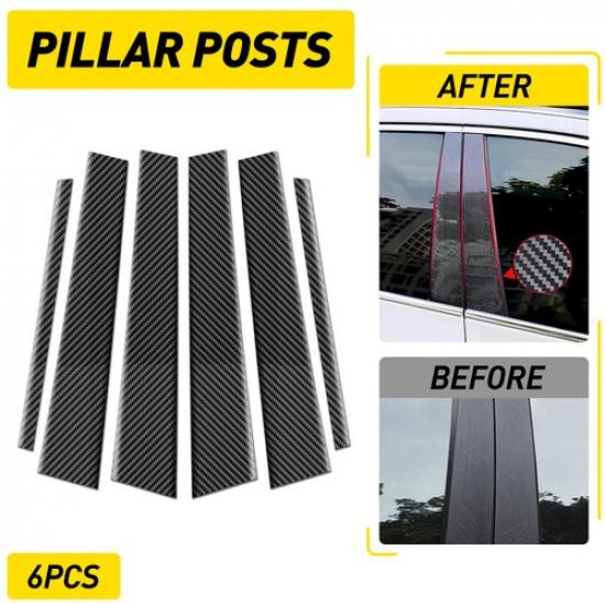 6X For Infiniti G35 G37 2002-2013 Carbon Fiber Window Pillar Posts Door Trim EOA