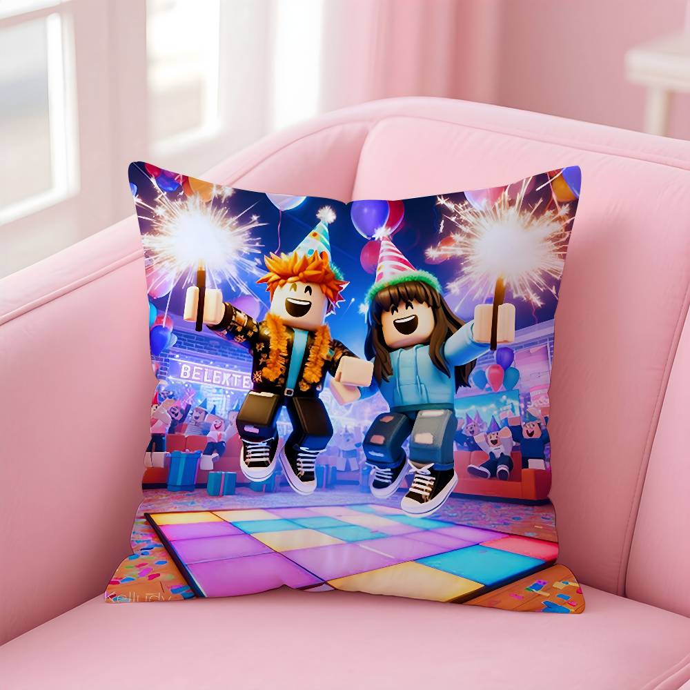 Hot Game R-Robloxs-X Cool Pillow Case Anti-Dustmite Pillowcase Invisible Zipper Silky Short Plush Sofa Cushion Cover