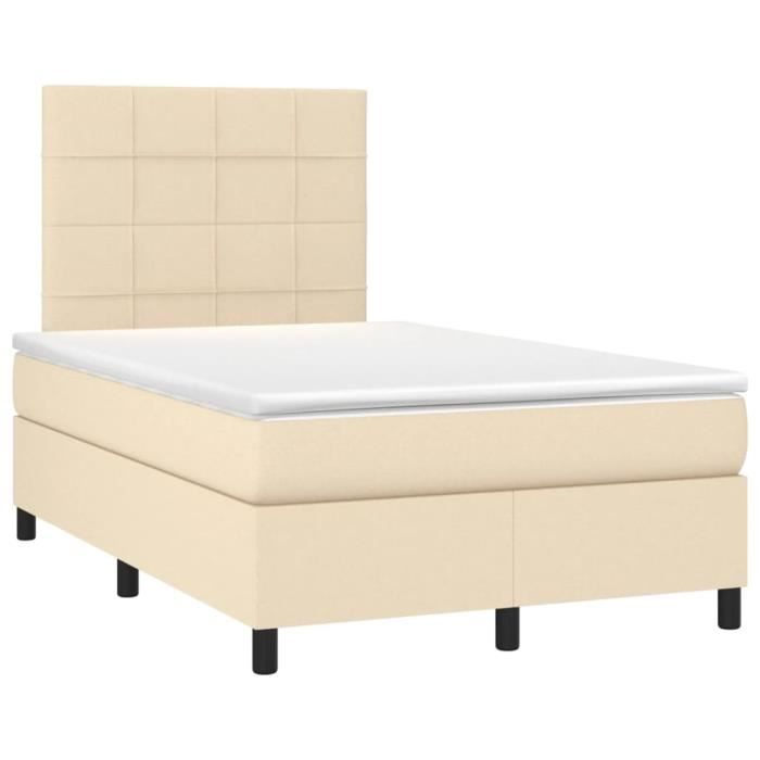 3141766 vidaXL Lit à sommier tapissier avec matelas Crème 120x200 cm Tissu