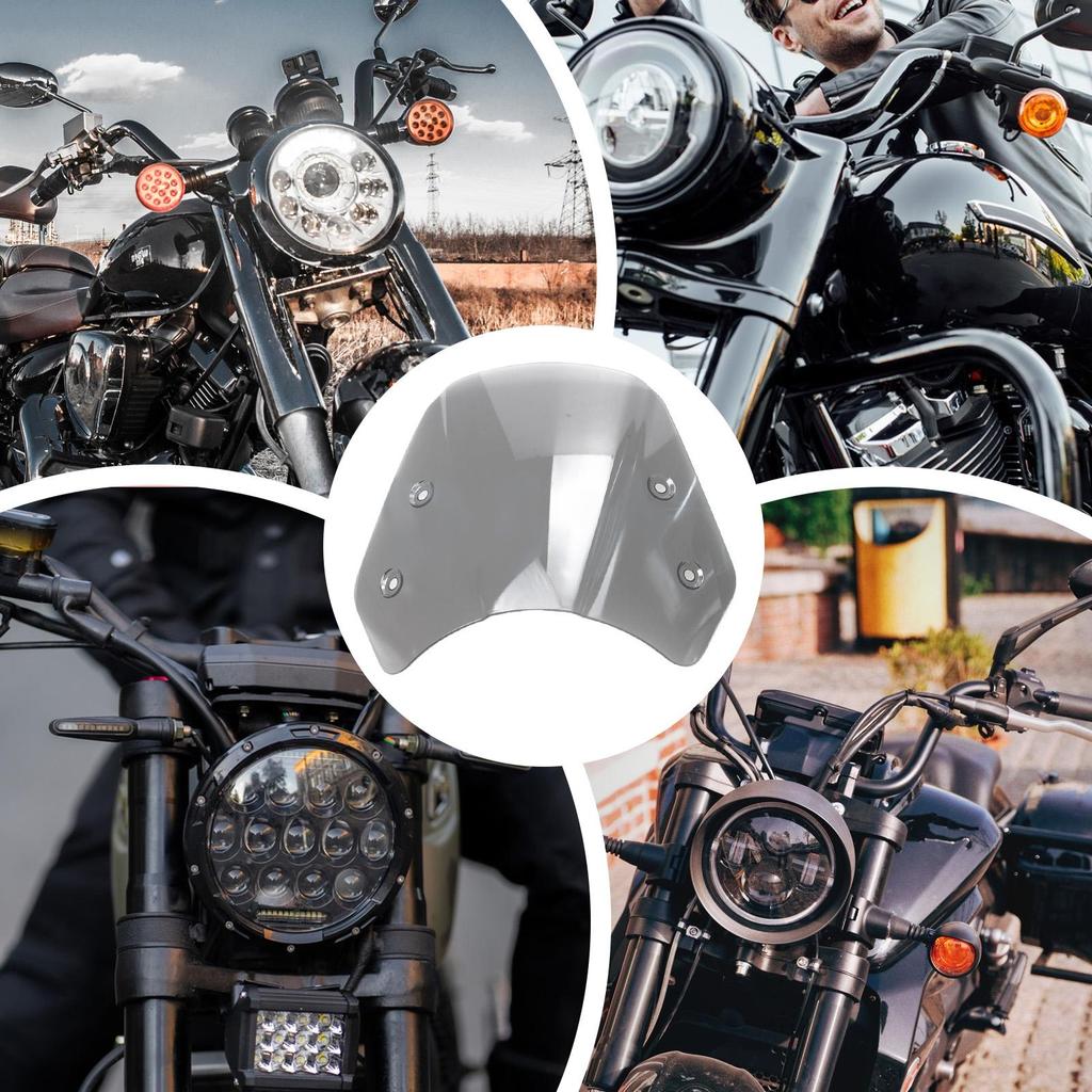1PC Motorcycle Windshield Windscreen Wind Deflector Round Headlight Streamlined Aerodynamic Console Extension for Riding Highway