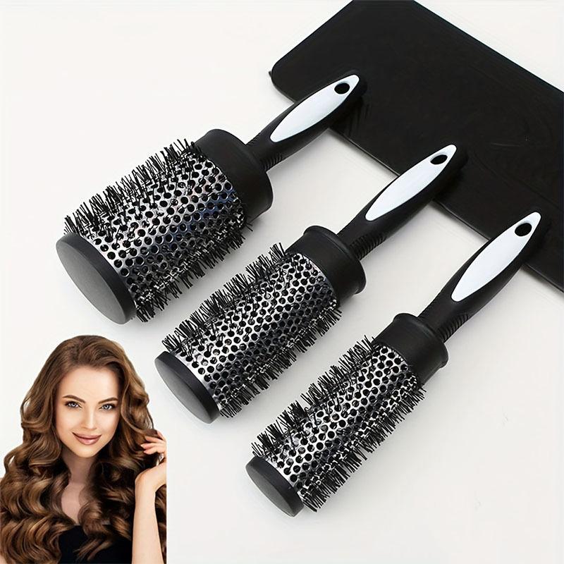 Round Curling Roller Comb Hair Styling Nylon Brush Thermal Aluminum Tube Barrel Hair Comb For Woman Man Hair Blowing And Drying