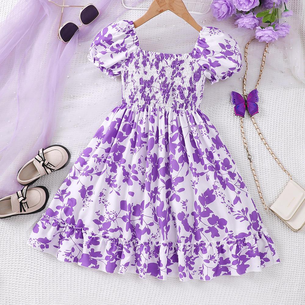 

Детское праздничное платье на одно плечо с цветочным принтом, летнее милое платье для девочек