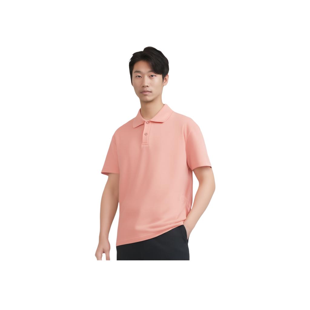 Li Ning Plain Pullover Short Sleeve Polo Shirt Men tops Desert-Pink APLT135-1