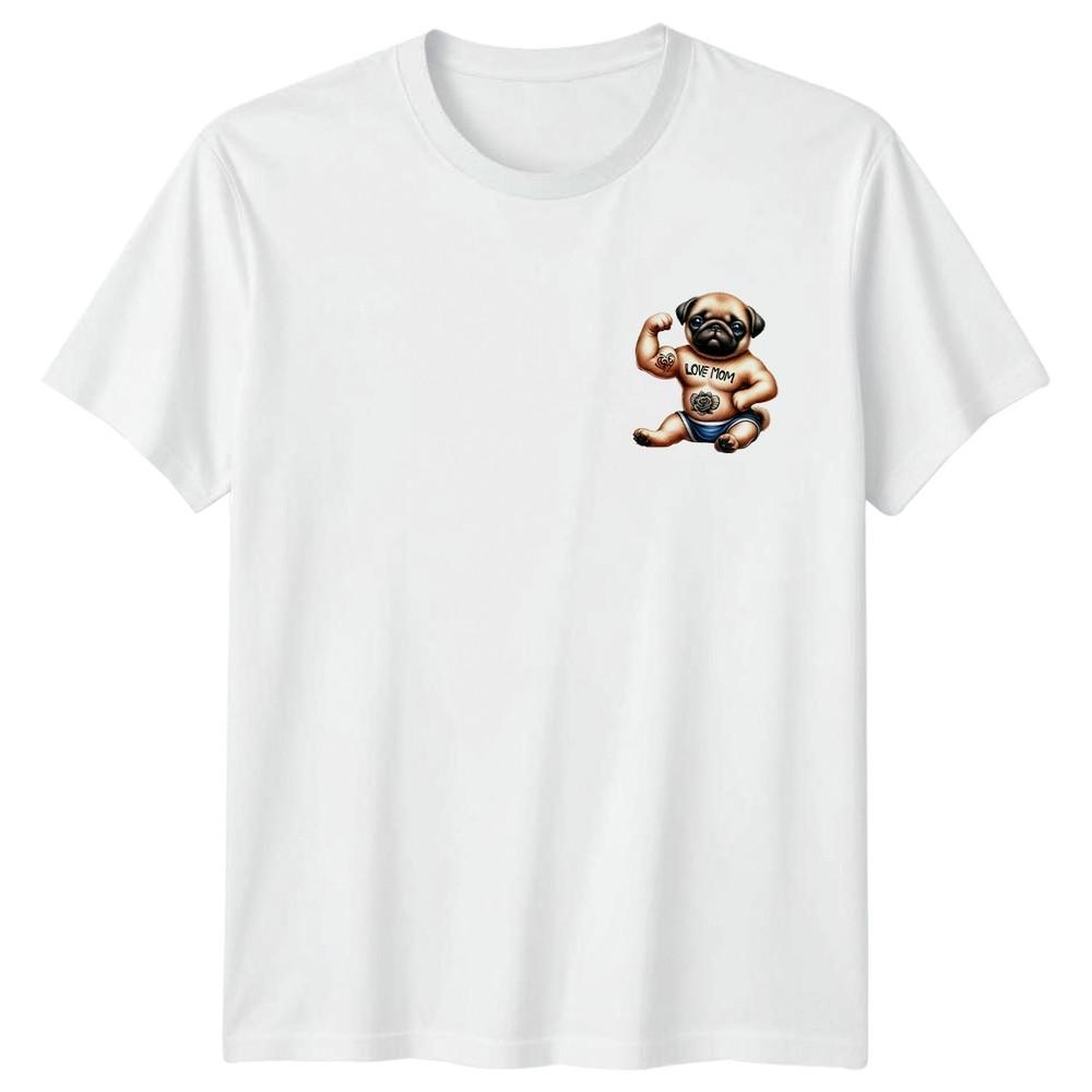 Love Mom Muscular Pug Dogs Animals Graphic Tee Unisexs Unisexs Gift S