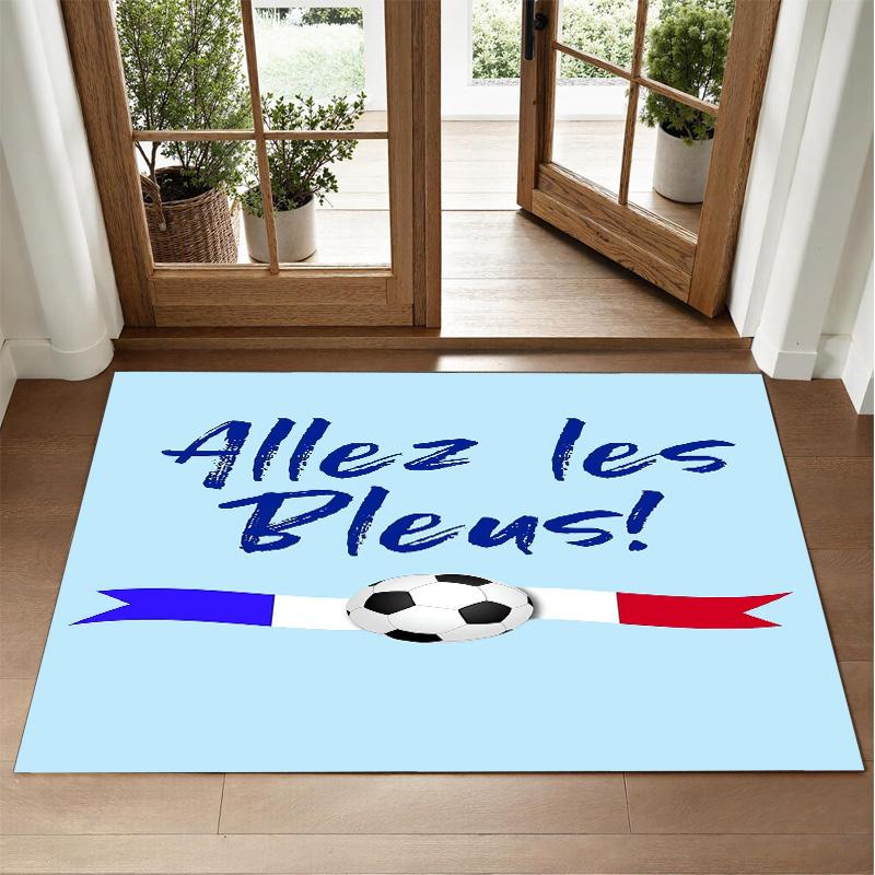 France National Football Team Design Crystal Velvet Rug Soft Decorative Mat for Bedroom Entrance